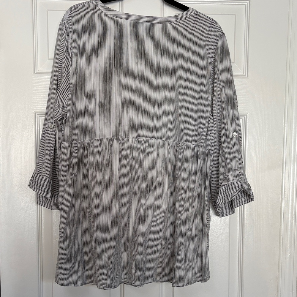 Cynthia Rowley Black Striped Button Down Shirt - Picture 2 of 4
